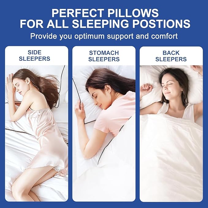 Premium Pillows King Size Set of 4, Fluffy and Supportive 7D Down Alternative Bed Pillows, Luxury Soft Hotel Quality Gusseted Pillow for Side Back Stomach Sleepers, Relief Neck Head and Shoulder Pain