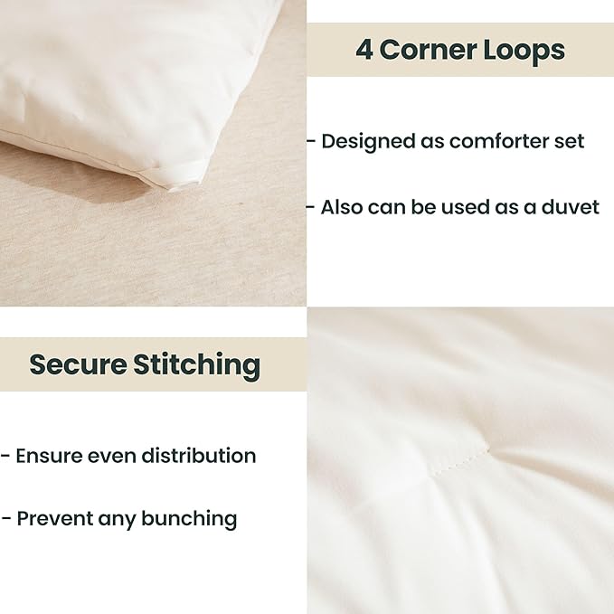Paxrac Beige Comforter Set California King, Cream 3 Pieces Oversized King Comforter, Lightweight Solid Neutral Bedding Set, All Seasons Soft Cal King Comforter Set (104x96In Comforter & 2 Pillowcases)