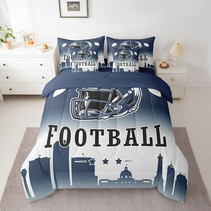 Erosebridal Football King 7 Piece Bedding Set for Boys Girls Sports Rugby Comforter Set with Sheets Ball Competitive Games Bed in A Bag for Kids and Adults,Football City Theme Bed Set(Indianapolis)