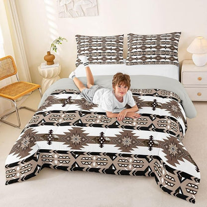 Erosebridal Western Boho Queen Comforter Set,Aztec Quilt,Ethnic Tribal Arrow Bedding Set Country Decor Western Duvet Insert,Western Room Decor for Bedroom Boho Living Room Decor,Southwestern Decor