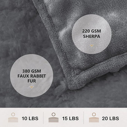 Homemate Heated Weighted Blanket for Adults - 50"x60" 12lbs Electric Throw Fast Heating Heavy Blanket 1/2/4/6/8 Hour Auto Off 10 Heat Levels Over-Heat Protection Comfortable Flannel Sherpa