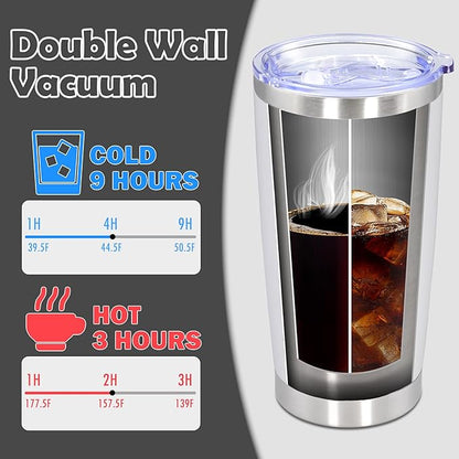 20oz Tumbler Bulk Stainless Steel Tumbler Cup with Lid Vacuum Insulated Double Wall Travel Mug, Durable Powder Coated Travel Coffee Tumbler Mug for Hot & Cold Drinks, White,12 Pack