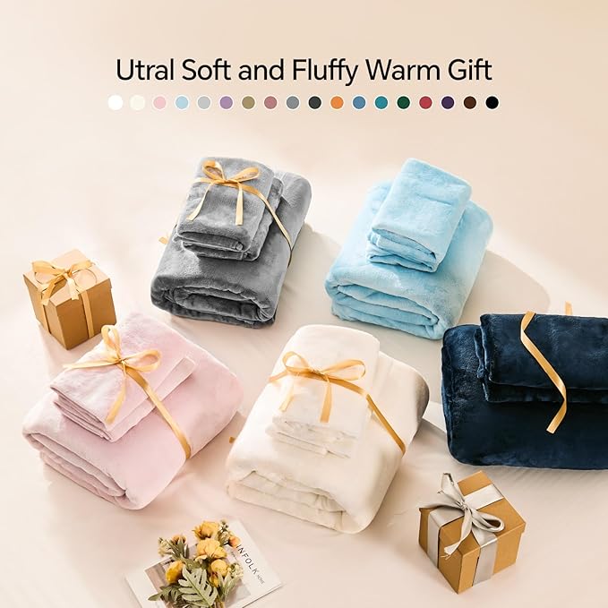 BEDELITE Flannel Sheets Twin Size Light Grey - Super Soft Fleece Sheets Set Fluffy Extra Plush, 3 Piece(Include Fitted Sheet, Flat Sheet, 1 Pillowcase)