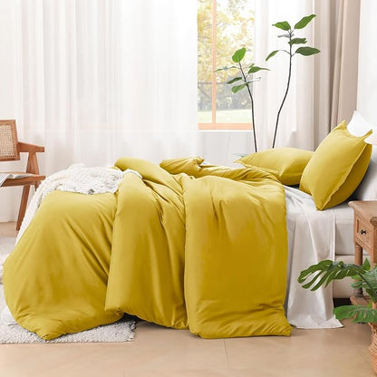Litanika Comforters Twin XL Size Mustard Yellow, 2 Pieces Lightweight Solid Bedding Set & Collections, All Season Fluffy Bed Set (68x92 Inches Comforter & 1 Pillowcase)