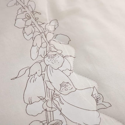 SLEEPBELLA Comforter Twin Size, 600 Thread Count Cotton Brown Branches and Blue Flowers Off-White Comforter Sets, Down Alternative Bedding Set 2Pcs(Twin, Off-White Botanical)