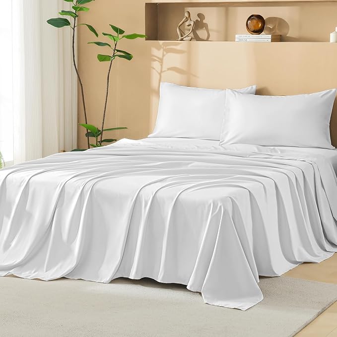 Litanika California King Size Comforter Set with Sheets White - 7 Pieces Bed in a Bag Cal King Boho Tufted Complete Bedding Sets with Comforter, Sheets, Pillowcases & Shams