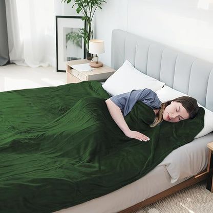 Electric Heated Blanket Queen Size 84"x90", Soft Plush Microplush for Bed, Dual Controllers & Dual Heating Zones, 10 Hours Auto Off & 5 Heating Levels, Machine Washable, Gifts for Family-Green