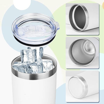 20oz Tumbler with Lid Stainless Steel Insulated Tumblers Travel Coffee Tumbler Bulk Double Wall Vacuum Insulated Water Cup Christmas Gifts for Women Men Her Him Home Office (White, 4pack)