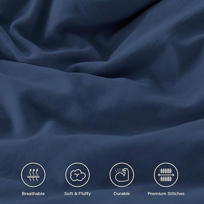 Andency Navy Blue Full Size Comforter Set (79x90Inch), 3 Pieces Farmhouse Shabby Chic Ruffle Bedding Comforter Sets, All Season Soft Lightweight Microfiber Bed Set