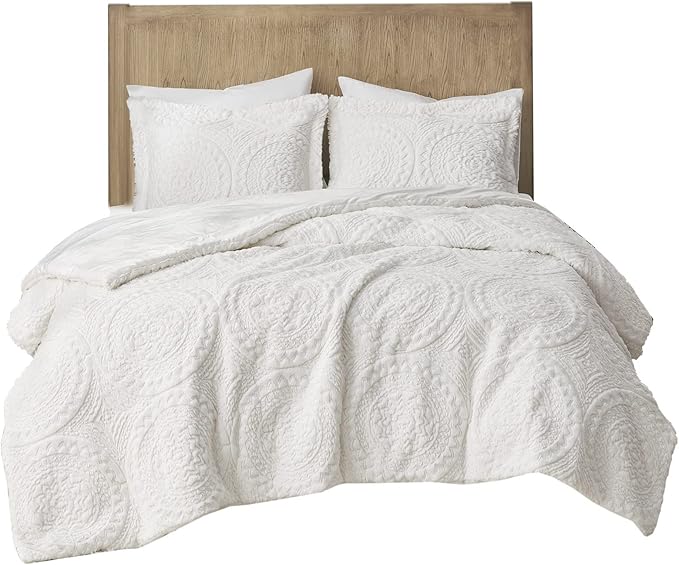 Madison Park Ultra Soft Luxury Premium Plush Comforter Mini Modern All Season Down Alternative Bedding Set with Matching Sham, Full/Queen, Ivory