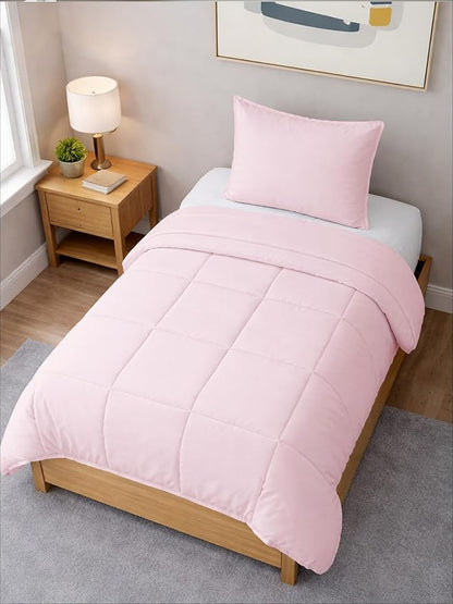 Twin XL Comforter Set - 2 Piece Bed Set for All Seasons - 1 Soft Quilted Comforter with Corner Tabs & 1 Pillow Sham - Comfy, Cozy & Breathable - Premium Down Duvet Insert - Twin XL Size, Lavender Pink