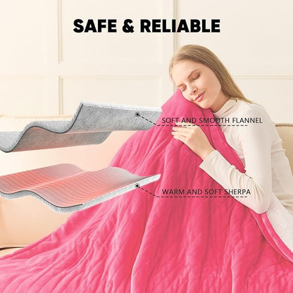 greenoak Heated Blanket Electric Twin 62"X84", Heating Blanket with 10 Heat Levels 1/2/4/6/8 Hours Auto-Off, Fleece Soft Christmas Blanket,Birthday Gifts for Teen Girls Mom,Coral Pink