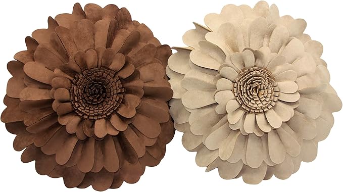 Contempo Lifestyles Flower Pillow – Decorative Pillow 3D Round Throw Pillows for Home Décor – Handmade Sweetheart Flower Pillow for Bed & Couch-Sunflower Pillow - 16 Inch Latte