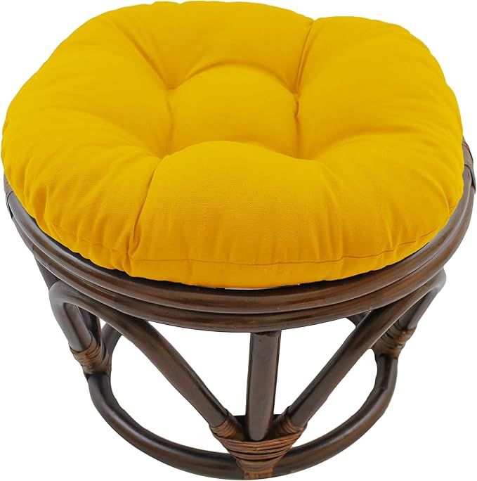 Blazing Needles Solid Twill Round Footstool Cushion, 18", Sunset