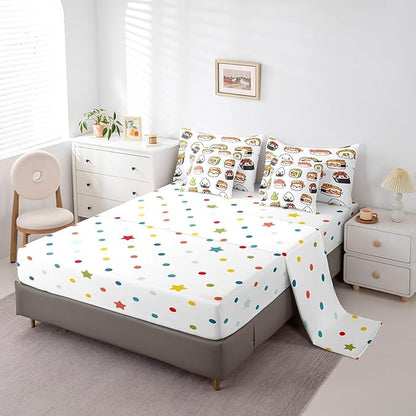Feelyou Cute Sushi Comforter Set Twin Size 7 Pcs Japanese Nigiri Comforter Bed in a Bag Kawaii Japan Mustard Bedding Set for Boys Girls Teens Bed Set with Sheets, Pillowcases, Pillow Covers