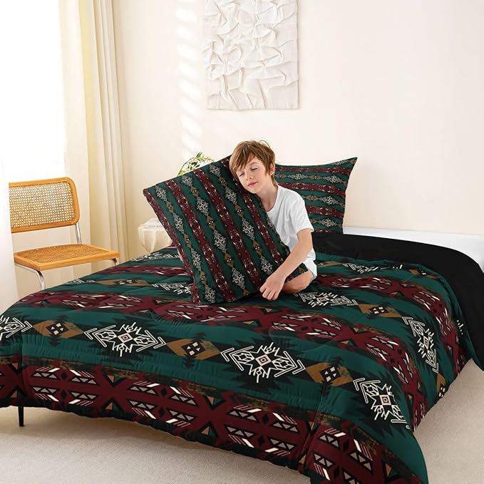 Erosebridal Western Boho Queen Comforter Set, Aztec Quilt, Ethnic Tribal Arrow Bedding Set, Southwestern Decor