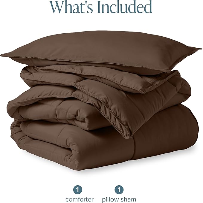 Bare Home Comforter Set - Twin/Twin Extra Long Size - Ultra-Soft - Goose Down Alternative - Premium 1800 Series - All Season Warmth (Twin/Twin XL, Cocoa)