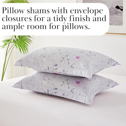 Southshore Fine Living, Inc. 3-Piece Comforter California King Size, Down Alternative All-Season Comforter with Matching Shams, Soft Floral Bedspread for California or King Bed, Secret Meadow Grey