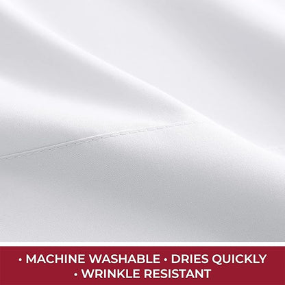 Mellanni RV Short Queen Sheets - 4 PC Iconic Collection Bedding - Hotel Luxury, Extra Soft, Cooling Bed Sheets - Deep Pocket up to 10 inch (RV/Short Queen, White)