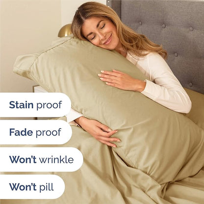 Twin XL 4 Piece Sheet Set - Comfy Breathable & Cooling - Ultra Soft Hotel Luxury Bedding Set w/ 8-16 Inch Deep Pockets - 1 Flat & 1 Fitted Sheet & 2 Pillowcases - Wrinkle Free and Easy Care - Beige