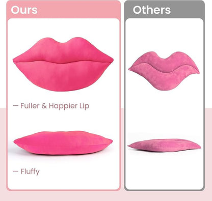 AELS 3D Large Lips Throw Pillows, Soft Decorative Love Pillows, Velvet Cute Pillow, 24 x 12 inches for Couch, Sofa, Bed, Living Room, Bedroom, Vivid Pink