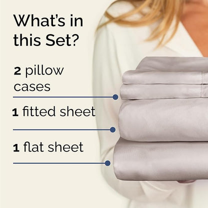 Twin 4 Piece Sheet Set - Comfy Breathable & Cooling - Ultra-Soft Hotel Luxury Bedding Set with 8-16 Inch Deep Pockets - 1 Flat & 1 Fitted Sheet & 2 Pillowcases - Wrinkle Free & Easy Care - Light Grey