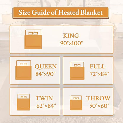 Electric Heated Blanket 62"x84" Twin Size Flannel & Sherpa - 4 Heat Settings & 10H Auto Shut Off for Safe Overnight Use, Fast Heating, Machine Washable for Bed, Couch, Office - Dark Gray