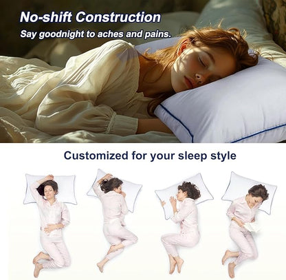 Pillows Standard Size Set of 4 Hotel Collection Bed Pillow for Sleeping Pillows 4 Pack for Back, Stomach or Side Sleepers Soft and Supportive Washable Pillow for Bedroom