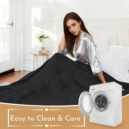 Electric Heated Blanket 72"x84" Full Size Flannel Heated Blanket, Cozy & Warm for All Night, 5 Heat Settings & 10 Hours Auto Off, Machine Washable, Black
