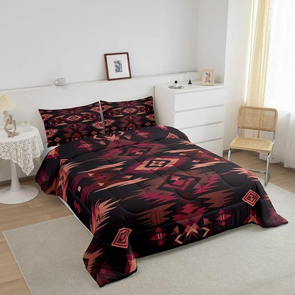 Feelyou Kids Western Boho Aztec Comforter Set,Southwestern Country Rustic Bedding Set Full Size,Boys Girls Bedroom Room Decor,Farmhouse Western Comforter,Southwestern Bed Set