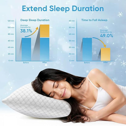 Shredded Memory Foam Pillow, King Size Cooling Adjustable Firm Bed Pillow for Sleeping, Washable Removable Cover, Ideal for Side, Back & Stomach Sleepers