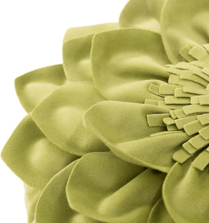 Decorative Throw Pillow 3D Flower Round Pillow Accent Handmade Cushion with Insert for Couch Bed Home Decor 14 Inch Green