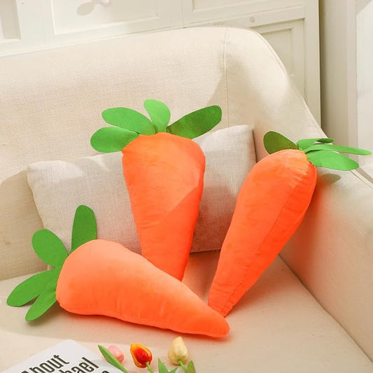3 Pcs Easter Carrot Throw Pillow Shaped Cushion Decorative Pillows Carrot Shaped Pillow Filling Easter Toys Stuffed Decor for Home Bedroom Couch Decorations Festive Gift