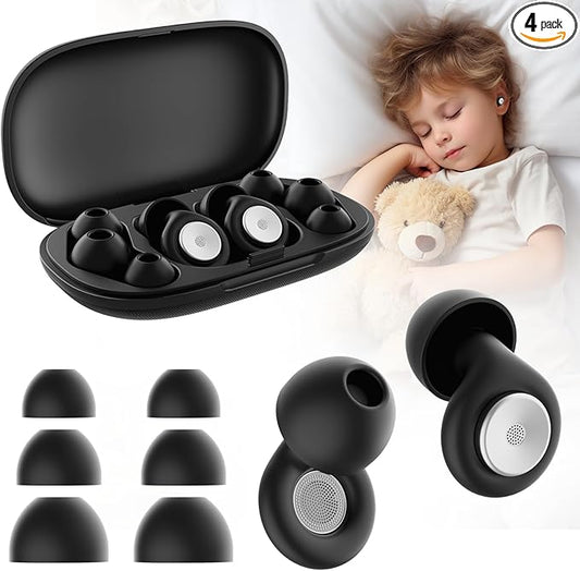 56dB Noise Canceling Earplgs for Sleeping, Pro Sleep Ear Plugs for Side Sleepers, Comfortable & Reusable, Block Snoring, Noise Reduction, Includes 3 Pairs (S/M/L) Black