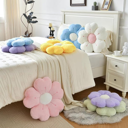 Flower Pillow, Flower Shaped Pillow Decorative Throw Pillows for Bed Couch, Cute Daisy Pillow Dorm Decor Floor Seating Cushion (Pink, 15 Inches)