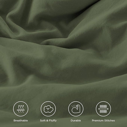 Andency Olive Green Full Size Comforter Set (79x90Inch), 3 Pieces Fluffy Shabby Chic Ruffle Bedding Comforter Sets, All Season Soft Lightweight Microfiber Bed Set