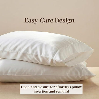 Beckham Hotel Collection 100% Cotton Pillow Cases King Size Set of 2, 500TC, Luxury Sateen Pillowcases, Open End, Breathable, Moisture-Wicking, White