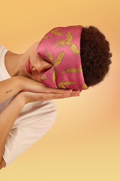 Glow People Silk Sleep Mask – 100% Mulberry Silk Eye Mask for Sleeping, Total Blackout, Cloud-Soft and Adjustable for Beauty Sleep and Travel - Macaw