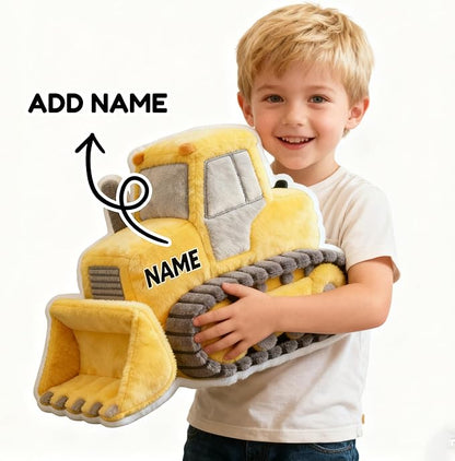 Custom Bulldozer Shaped Pillow Personalized Double-Sided Printed Cute Pillow Customized Christmas Party Commemorative Gift Sofa Decorative for Boys and Girls 8-32in