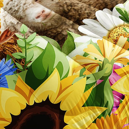 HOSIMA Farm Animal Themed Bedding Set,Yellow Sunflower Floral Comforter Full Size for Girls Kids Women Bedroom Decor,Cute Sheep Bedding Set Full Size,Bed Set for Girls with 2 Pillowcases.