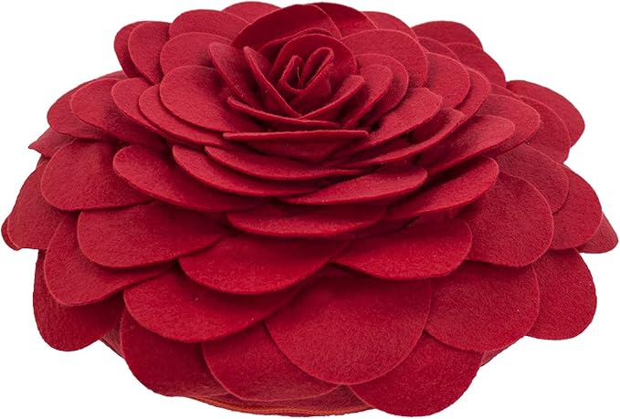 Fennco Styles Eva's Flower Garden Decorative Filled Throw Pillow 13" Round - Red Floral Accent Pillow for Home, Couch, Bed, Living Room, Holiday and Office Décor