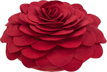 Fennco Styles Eva's Flower Garden Decorative Filled Throw Pillow 13" Round - Red Floral Accent Pillow for Home, Couch, Bed, Living Room, Holiday and Office Décor