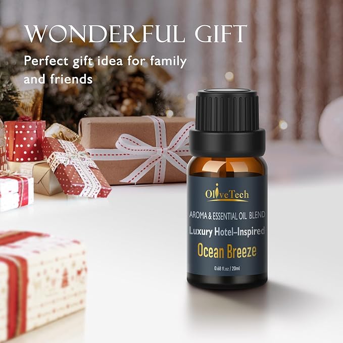 Hotel Diffuser Oil 20ml – Inspired by Iconic Luxury Hotel Ocean Breeze Edition Scent, OliveTech Aromatherapy Fragrance Oil for Cold Air & Ultrasonic Diffusers, Glass Bottle (0.68 fl oz)