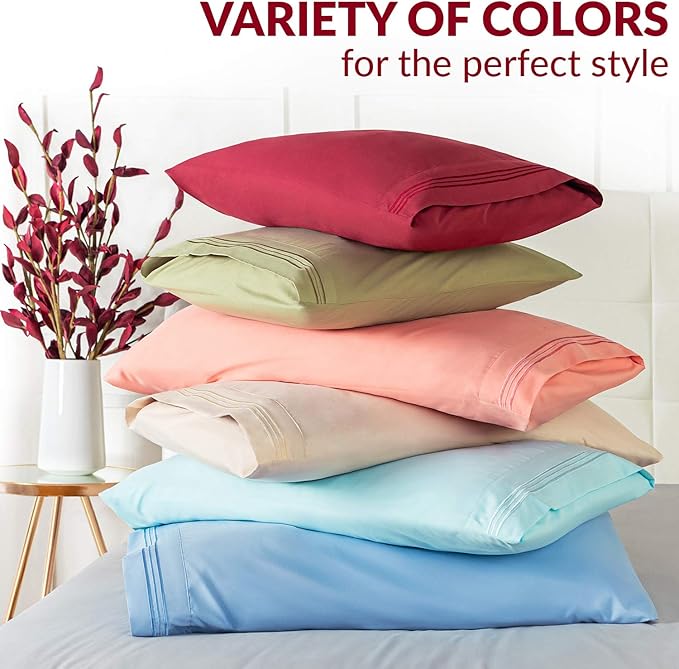 Mellanni Pillow Cases - Luxury, Extra Soft, Cooling Pillow Covers - 2 PC Iconic Collection Pillowcases - Envelope Closure (Standard/Queen 20" x 30", Brown)