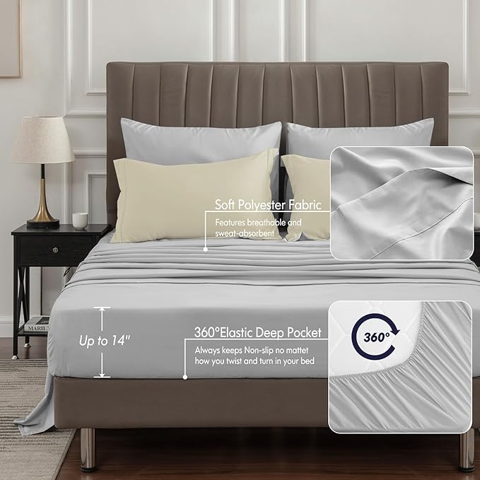 BEDELITE Full Comforter Set 7 Pieces Bed in A Bag - Soft Microfiber Reversible Oatmeal Bed Set with Comforters, Sheets, Pillowcases & Shams, Cozy Luxury Bedding Sets for All Season