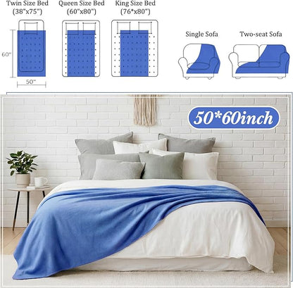 Kinlop Fleece Blanket Bulk 60 x 50 Inch Soft Lightweight Fleece Cozy Blanket Warm Throw Plush Pet Throw for Bed Couch Sofa Home Office Wedding Gifts Travel Camping(Deep Sea Blue)