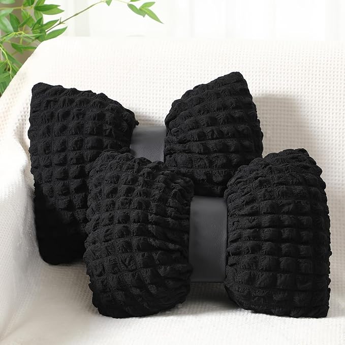 Novabright 2 Pcs Bow Pillow, 13 x 14 Bow Shaped Coquette Throw Pillow, Cushion Soft Home Decorative for Bedroom Sofa Couch Living Room(Black)