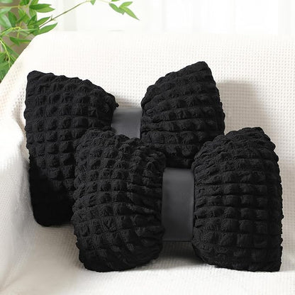 Novabright 2 Pcs Bow Pillow, 13 x 14 Bow Shaped Coquette Throw Pillow, Cushion Soft Home Decorative for Bedroom Sofa Couch Living Room(Black)