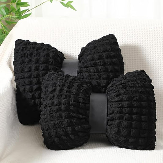 Novabright 2 Pcs Bow Pillow, 13 x 14 Bow Shaped Coquette Throw Pillow, Cushion Soft Home Decorative for Bedroom Sofa Couch Living Room(Black)
