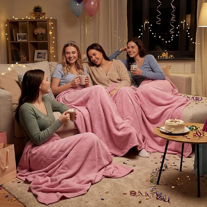 Kinlop Fleece Blanket Bulk 60 x 50 Inch Soft Lightweight Fleece Cozy Blanket Warm Throw Plush Pet Throw for Bed Couch Sofa Home Office Wedding Gifts Travel Camping(Grayish Pink)